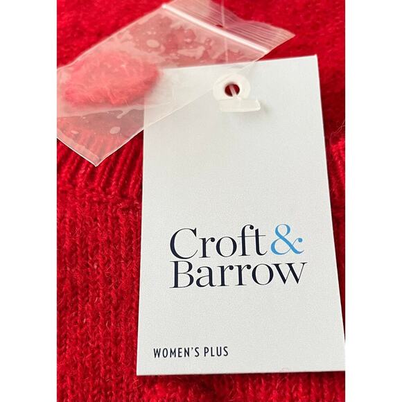 CROFT & BARROW LONG SLEEVE PULL-OVER ROUND NECK SWEATER, WOMENS, 0X (14W), RED - Picture 10 of 12